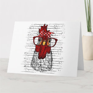 Tarjeta Pollo con cinta de venda y gafas lindo