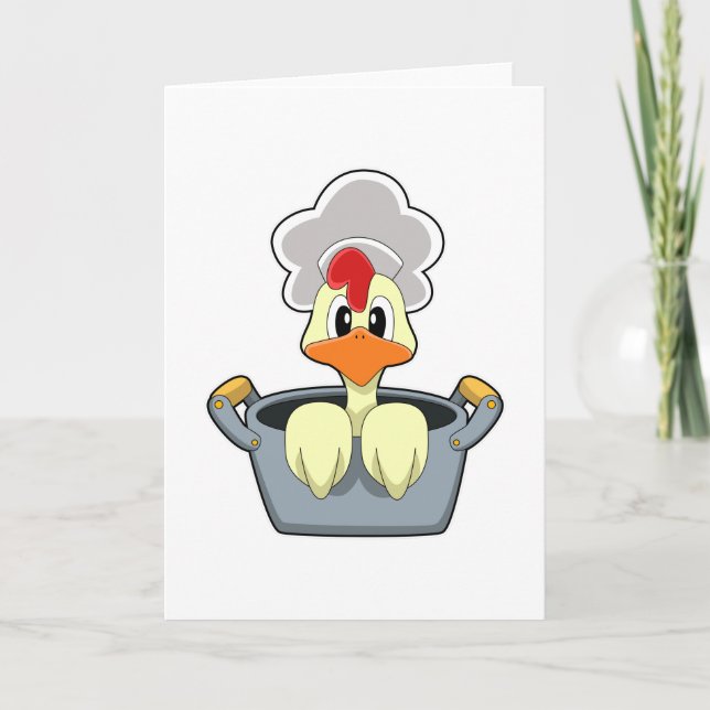 Tarjeta Pollo con olla de cocina (Anverso)