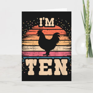 Tarjeta Pollo Cumpleaños Niño Niña 10 Años Décimo Pollo