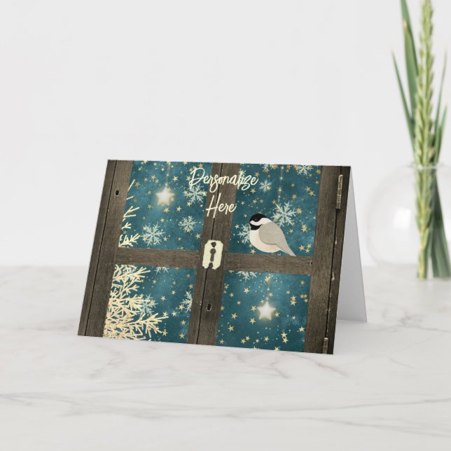 Tarjeta Pollo de copo de nieve estrella de la ventana de i (Anverso)