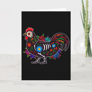 Tarjeta Pollo de cráneo de azúcar Dia De Muertos Halloween