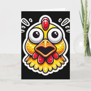 Tarjeta Pollo de goma gritando divertido sorprendido granj