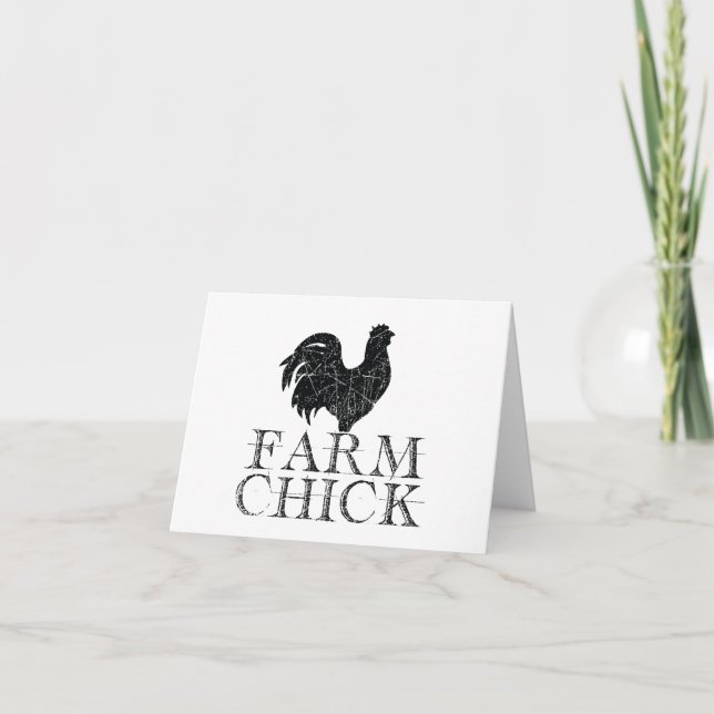 Tarjeta Pollo de granja negra con gallo de gallo (Anverso)