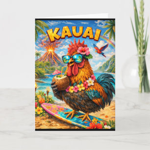 Tarjeta Pollo de Kauai Gallo Café Coco En Hawaii 
