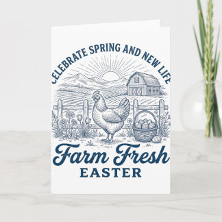 Tarjeta Pollo de Pascua fresco de granja Primavera Nueva V