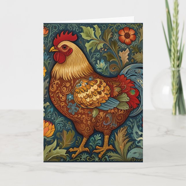 Tarjeta Pollo del país del boho de los gallos retro de la  (Anverso)