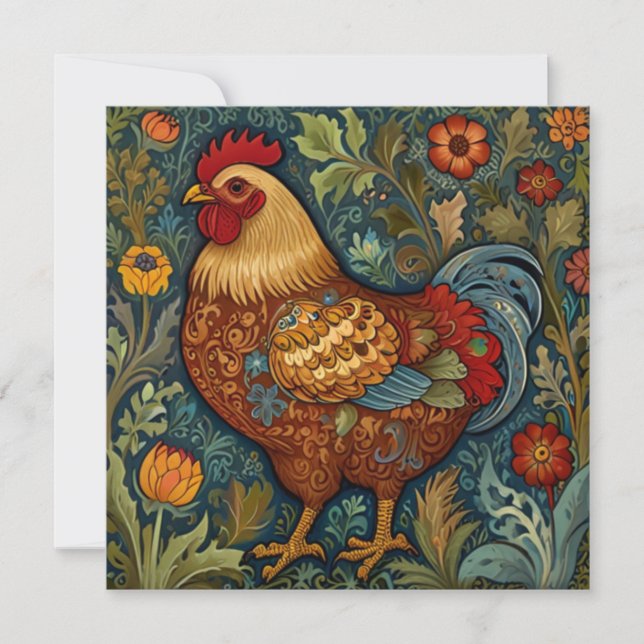 Tarjeta Pollo del país del boho de los gallos retro de la  (Anverso)