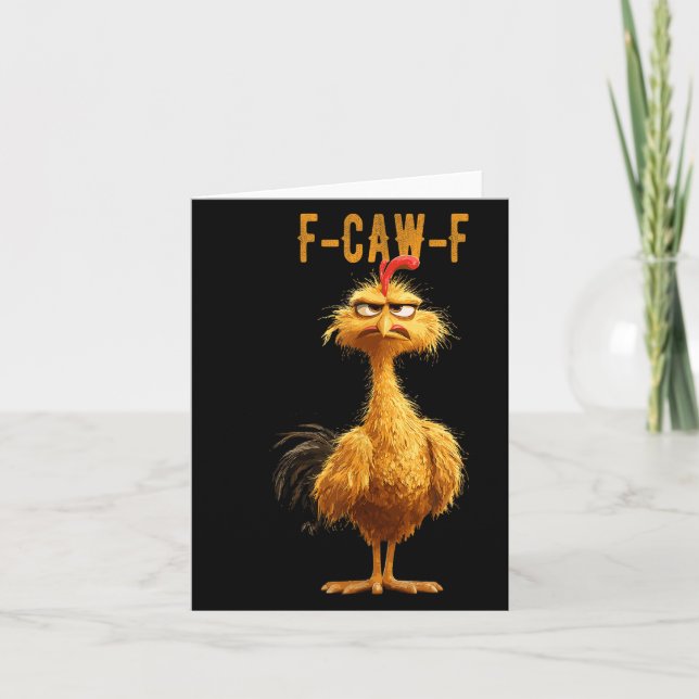 Tarjeta Pollo divertido F-caw-f, Fcawf Pollo  (Anverso)