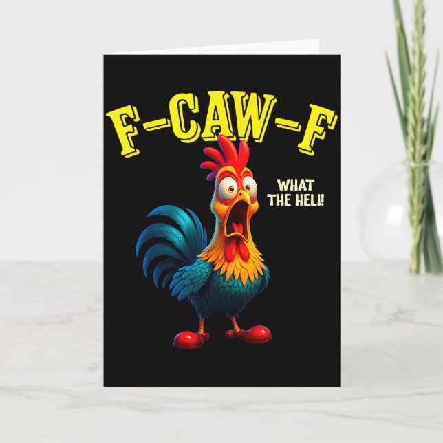 Tarjeta Pollo Divertido F-caw-f Qué Heli Gallo Humor  (Anverso)