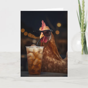 Tarjeta Pollo Divertido Pollo Genial Con Regalo De Granja 