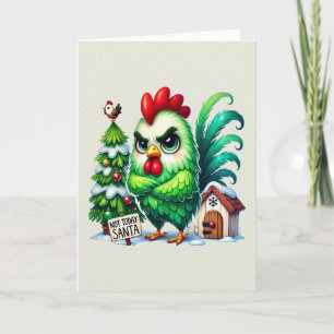 Tarjeta Pollo divertido y gruñón para navidades