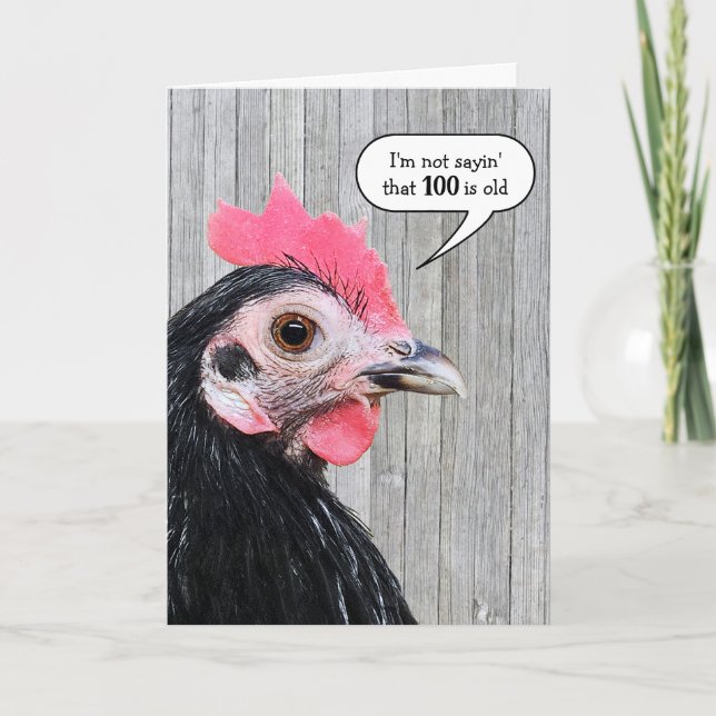 Tarjeta Pollo en madera de granero por 100 años (Anverso)
