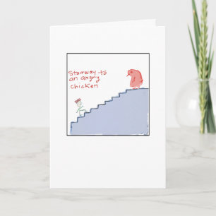 Tarjeta Pollo Enojado Ilustrado Divertido