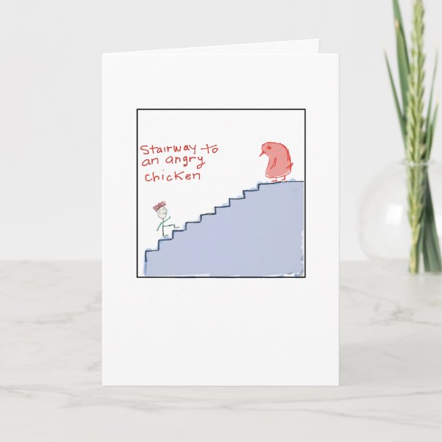 Tarjeta Pollo Enojado Ilustrado Divertido (Anverso)