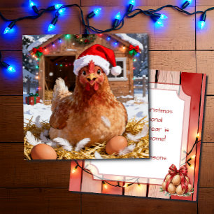 Tarjeta Pollo festivo y broma de Navidad   Divertido  