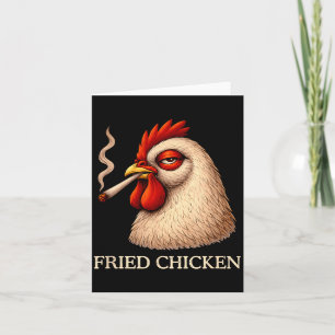 Tarjeta Pollo Frito Fumando en el Local Divertido Amante d