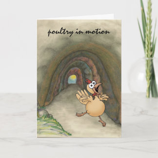 Tarjeta Pollo humorístico yendo a una nueva vida/hogar