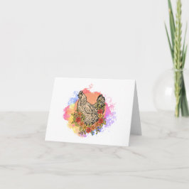 Tarjeta Pollo Pastel con Flores Diseño BLANCO