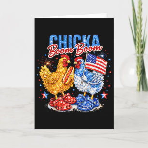 Tarjeta Pollo Patriótico Chicka Boom Boom Rojo Blanco Azul