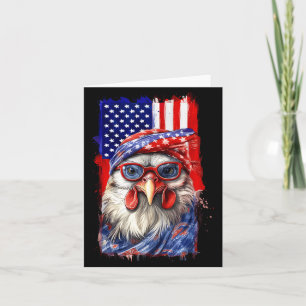 Tarjeta Pollo Patriótico USA 4 de Julio Día de la Independ