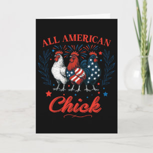 Tarjeta Pollo Rojo Blanco Azul Chica Todo Americano 4 De J