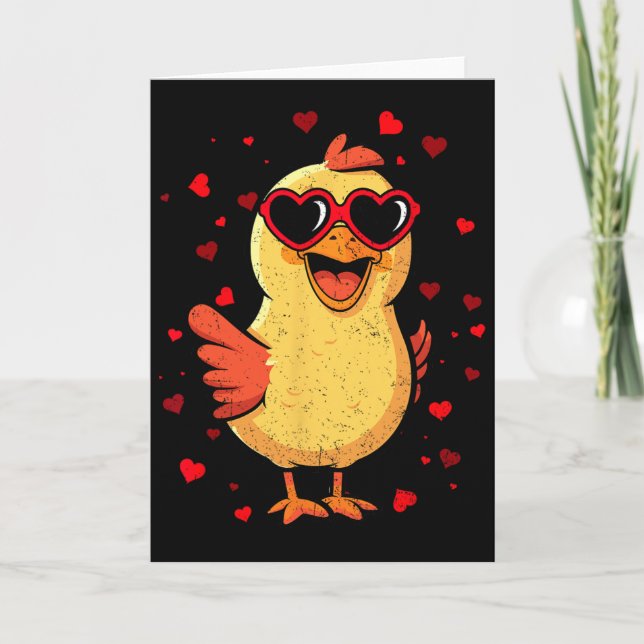 Tarjeta Pollo San Valentín Sungles Corazón Lindo Amantes  (Anverso)