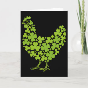Tarjeta Pollo Shamrock Día de San Patricio Suerte Granja A