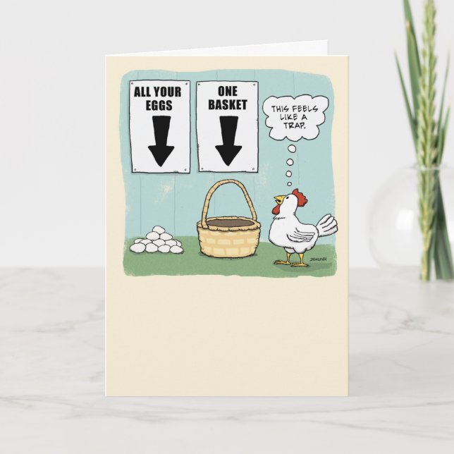 Tarjeta Pollo y huevos lindo y divertidos cumpleaños (Anverso)