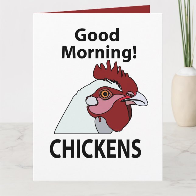 Tarjeta Pollos buenos días pollo gracioso (Anverso)