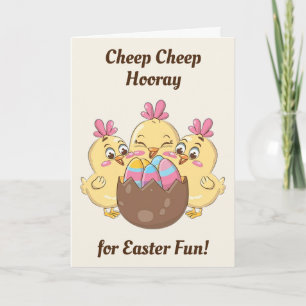 Tarjeta Pollos de Pascua con huevo