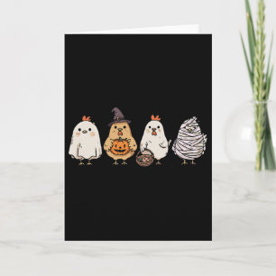 Tarjeta Pollos Fantasmales Divertidos de Halloween Pollo F