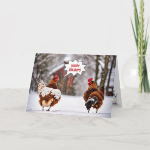 Tarjeta Pollos navidades En Copos De Nieve