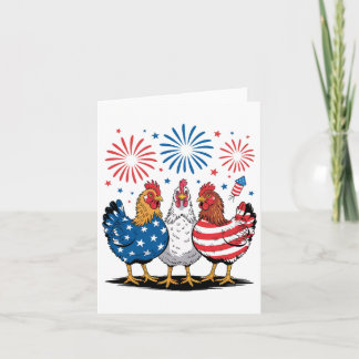 Tarjeta Pollos Patrióticos Divertidos Bandera De Estados U