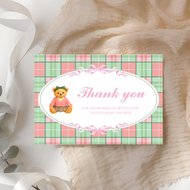 Tarjeta Polo Teddy Bear Chica Baby Shower Gracias (Subido por el creador)