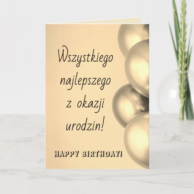 Tarjeta Polonia feliz cumpleaños en polaco (Anverso)