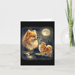 Tarjeta Pomerania aullando a la luna amante de los perros 