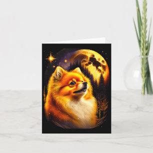 Tarjeta Pomerania Aullando a la Luna Vintage 90s