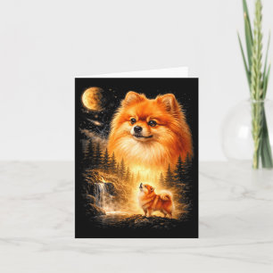 Tarjeta Pomerania Aullando A La Luna Vintage Místico Do
