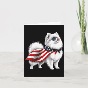 Tarjeta Pomerania Bandera Americana 4 De Julio Perro Pom