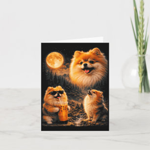 Tarjeta Pomerania bebedor de café helado amante aullando 3