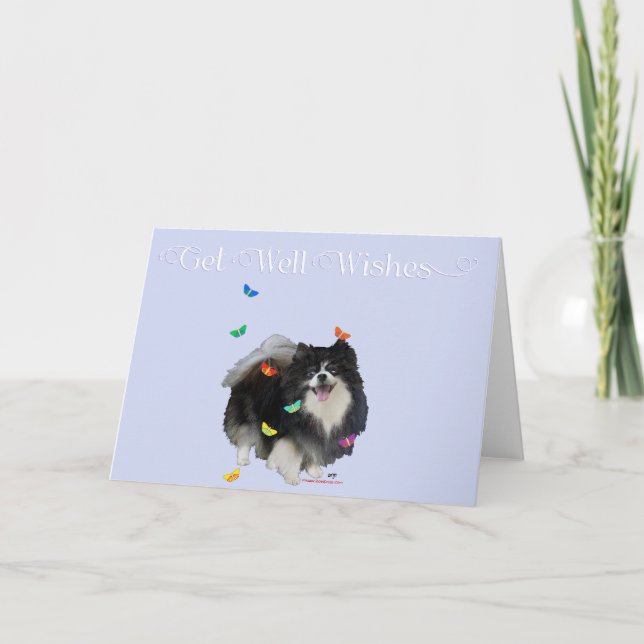 Tarjeta Pomerania con Mariposas Mejora (Anverso)