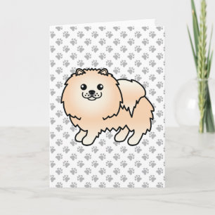 Tarjeta Pomerania crema perro de dibujos animados lindo & 