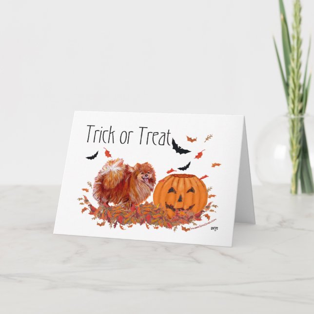 Tarjeta Pomerania de Halloween (Anverso)
