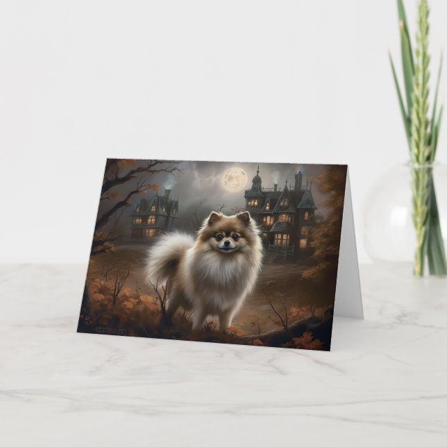 Tarjeta Pomerania de Halloween de terror (Anverso)