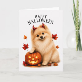 Tarjeta Pomerania Diablo de Halloween