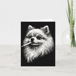 Tarjeta Pomerania divertido fumando meme perro