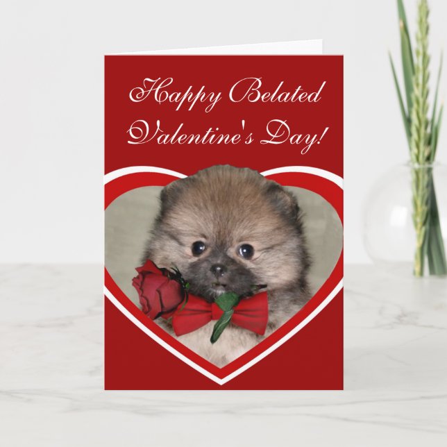 Tarjeta pomerania El día de San Valentín retrasada (Anverso)
