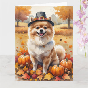 Tarjeta Pomerania En Otoño Deja El Arte De Acción De Graci
