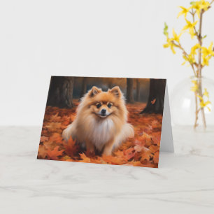Tarjeta Pomerania en otoño las hojas caen inspiran