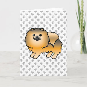 Tarjeta Pomerania Sable Naranja Perro De Dibujos Animados 